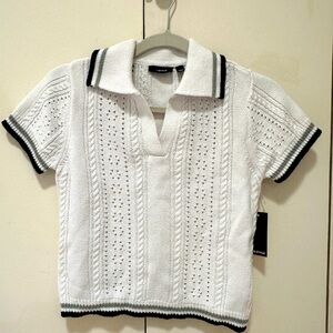 RD Style Pointelle Short sleeve sweater - NEW from Anthropologie